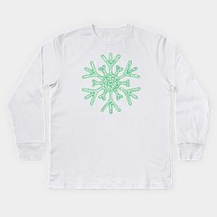 Snowflake (teal) Kids Long Sleeve T-Shirt